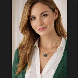 J. Jill Gold Tone Short Circle Necklace Black Glass Stones Glistening Gala NWT